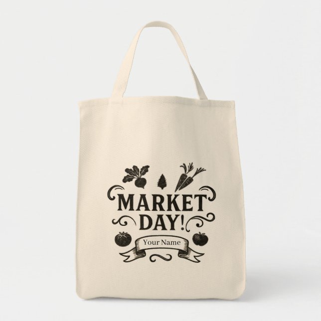 Bolsa Tote Dia de Mercado Personalizado! (Frente)