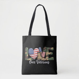 Bolsa Tote Dia de Orgulho dos Nossos Veteranos Bandeira Ameri