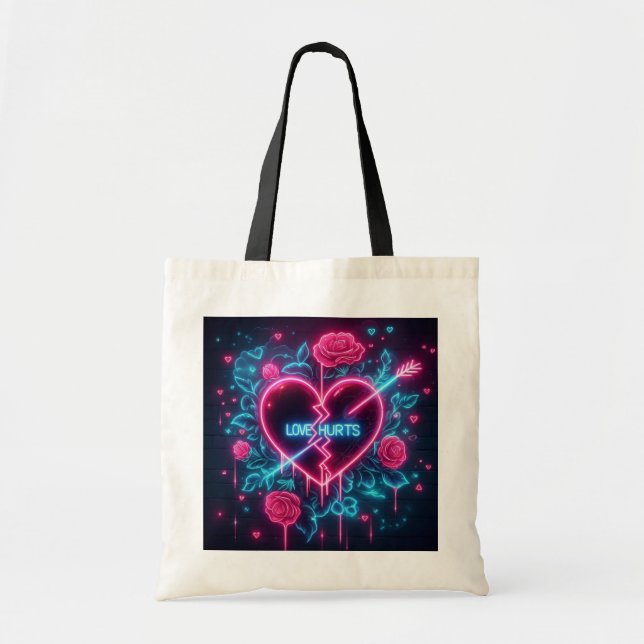 Bolsa Tote Dia de os namorados Ama Machuca Neon Heart (Frente)