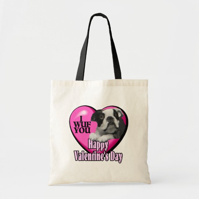 Bolsa Tote Dia de os namorados Boston Terrier (Frente)