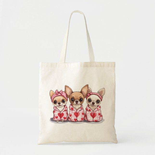 Bolsa Tote Dia de os namorados Chihuahua Dogs (Frente)