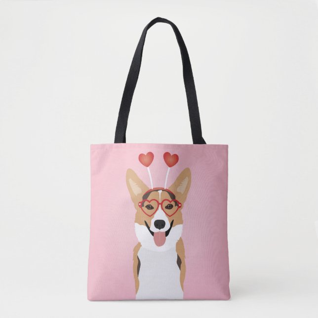 Bolsa Tote Dia de os namorados Corgi (Frente)