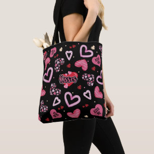 Bolsa Tote Dia de os namorados de padrões de coração cor-de-r