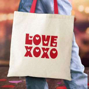 Bolsa Tote Dia de os namorados Vermelho Bravo E Negra Amor XO