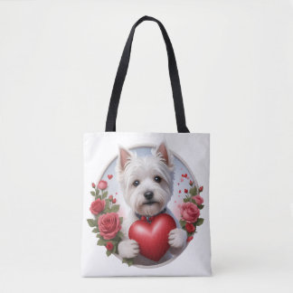 Bolsa Tote Dia de os namorados Westie de coração