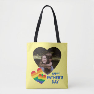 Bolsa Tote Dia de os pais de Corações Arco-Íris LGBT