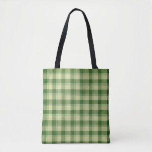 Bolsa Tote Dia de Santa Xadrez Verde