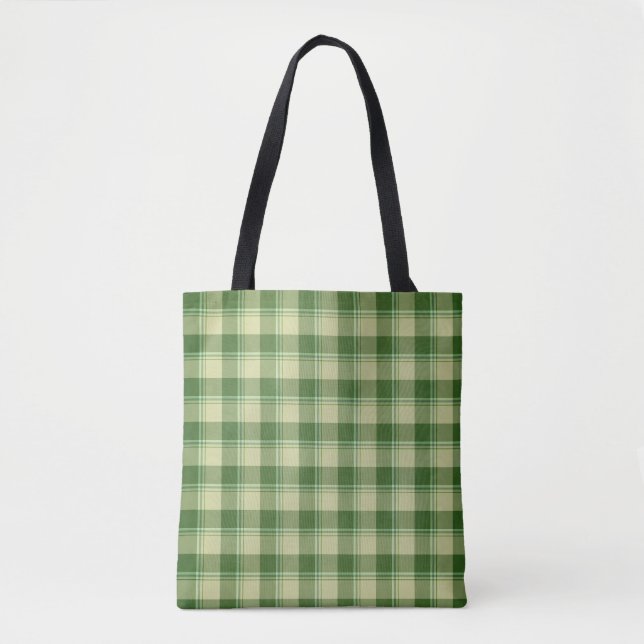 Bolsa Tote Dia de Santa Xadrez Verde (Frente)