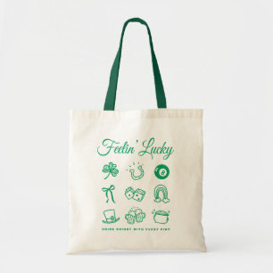 Bolsa Tote Dia de São Patrício Cute Doodle Art Lucky Irish