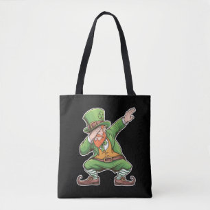 Bolsa Tote Dia de São Patrício Dab Dabbing Leprechaun Verde