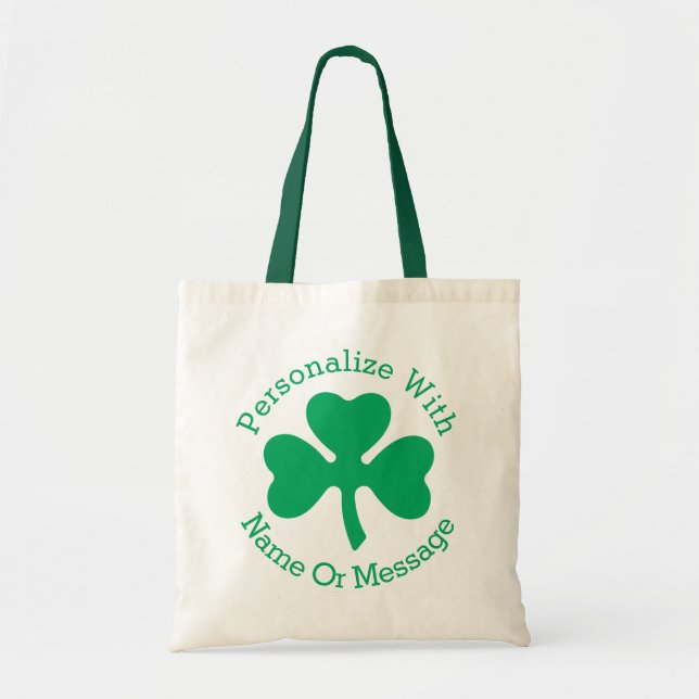 Bolsa Tote DIA DE SÃO PATRÍCIO de Shamrock PERSONALIZADO (Frente)