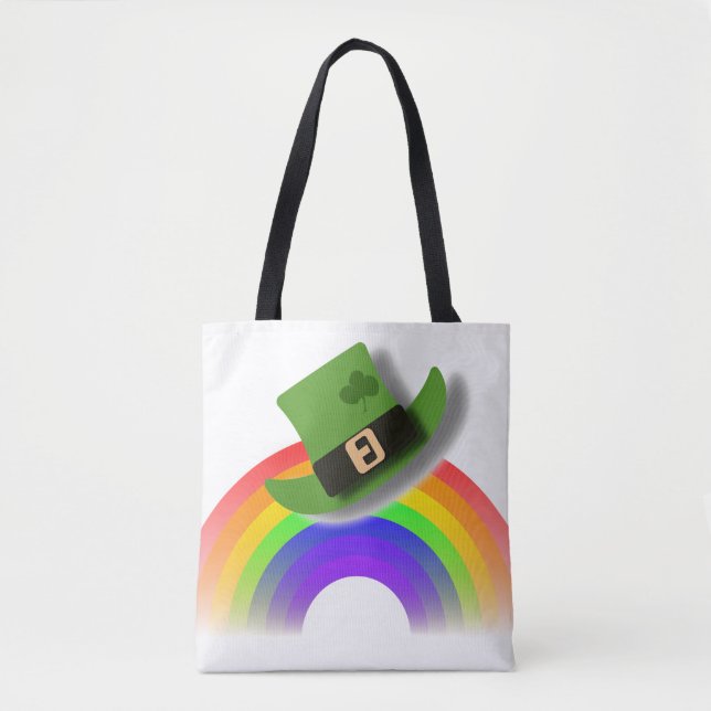 Bolsa Tote Dia de São Patrício Hat e Arco-íris (Frente)