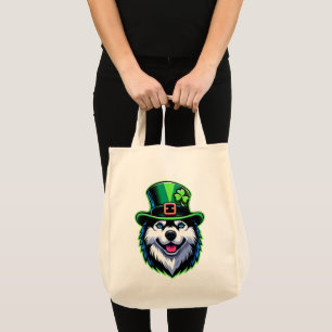Bolsa Tote Dia de São Patrício Irlandês Shamrock Siberian Hus