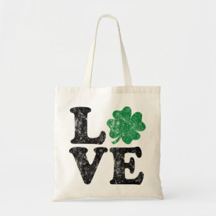 Bolsa Tote Dia de São Patrício LOVE Shamrock Irish