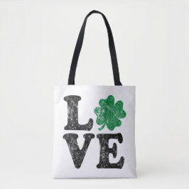 Bolsa Tote Dia de São Patrício LOVE Shamrock Irish