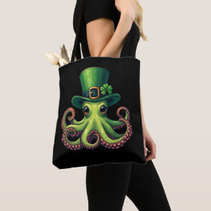 Bolsa Tote Dia de São Patrício Octopus Cute Santo Pattys