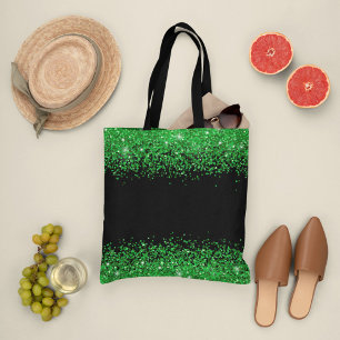 Bolsa Tote Dia de São Patrício, padrão preto brilhante verde
