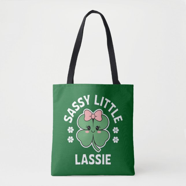 Bolsa Tote Dia de São Patrício Sassy Little Lassie Kids (Frente)