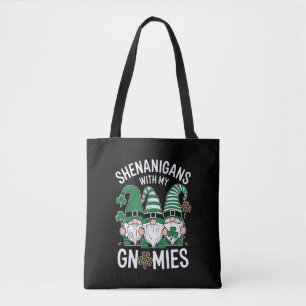 Bolsa Tote Dia de São Patrício Shamrock Sortudo Leopardo Gnom