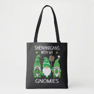 Bolsa Tote Dia de São Patrício Shamrock Sortudo Leopardo Gnom