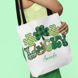 Bolsa Tote Dia de São Patrício Sortudo Personalizado
