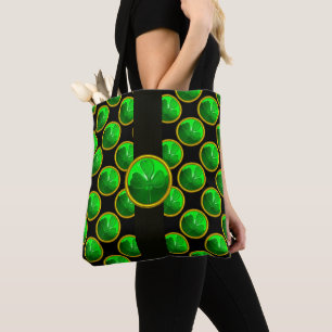 Bolsa Tote DIA DE SÃO PATRÍCIO VERDE SHAMROCK GEMSTONE Black