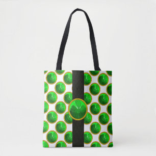 Bolsa Tote Dia de São Patrício VERDE SHAMROCK GEMSTONE Whit