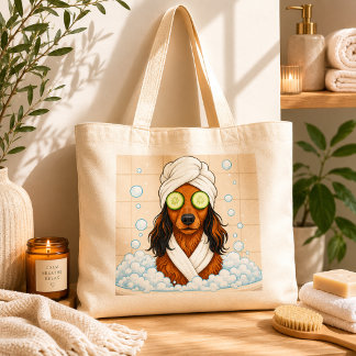 Bolsa Tote Dia de Spa Divertido para Cachorro com Olhos de Pe
