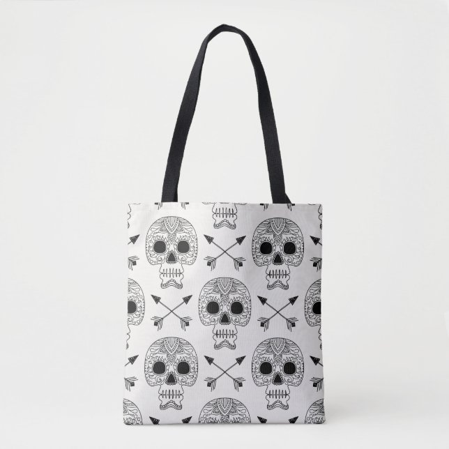 Bolsa Tote Dia do Morto do Crânio Mexicano (Frente)