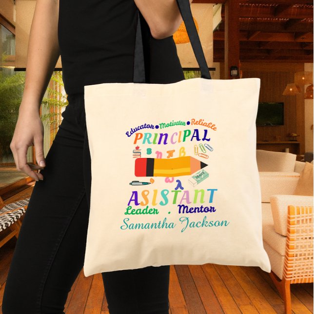 Bolsa Tote Dia do professor assistente principal personalizad (Criador carregado)