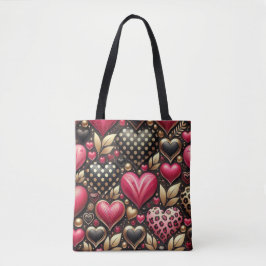 Bolsa Tote DIA DOS NAMORADOS AMOR CORAÇÕES VERMELHO ROSA Dour