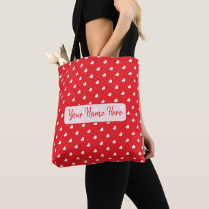 Bolsa Tote Dia dos Namorados Coração Padrão de Amor Moderno