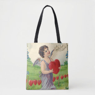 Bolsa Tote Dia dos Namorados Vintage, Anjo Vitoriano com Cora