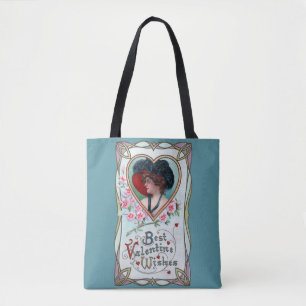 Bolsa Tote Dia dos Namorados Vintage, Mulher Elegante em um C