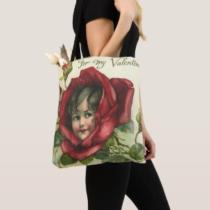 Bolsa Tote Dia dos Namorados Vintage, Rostos Vitorianos em Ro