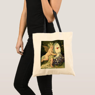 Bolsa Tote Dia dos Namorados Vitoriano Vintage, Anjo Pássaros