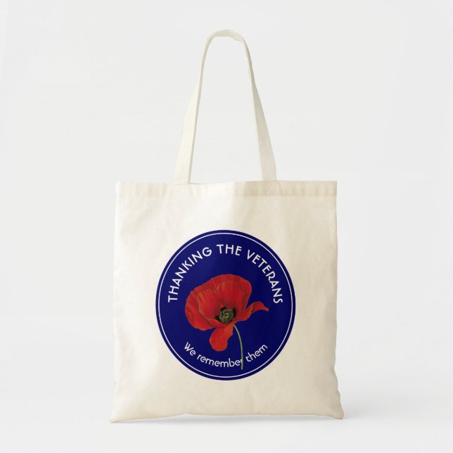 Bolsa Tote Dia dos Veteranos | Armadilha | Lembrança | Poppy (Frente)