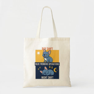 Bolsa Tote Dia e Noite do Frenchie Azul Design Divertido