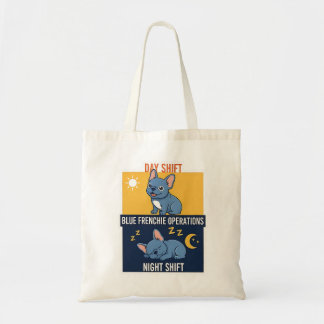 Bolsa Tote Dia e Noite do Frenchie Azul Design Divertido