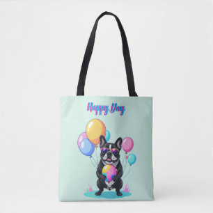 Bolsa Tote Dia Feliz do Bulldog Francês  Bulldogue Francês 