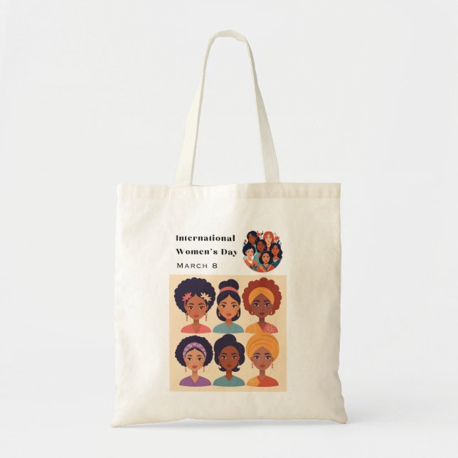 Bolsa Tote Dia Internacional da Mulher, 8 de março Ilustrado (Frente)
