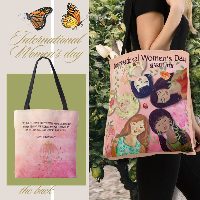 Bolsa Tote Dia Internacional da Mulher Rosa Feminino (International Women's Day Pink Feminine Tote Bag)