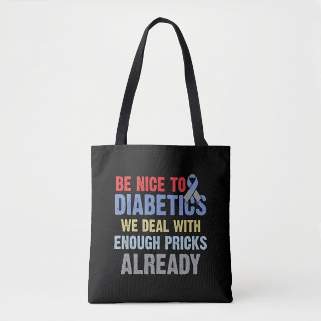 Bolsa Tote Diabetes Engraçados Rude Insulin Warrior Diabético (Frente)