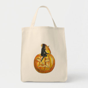 Bolsa Tote Diabo preto do vintage na lanterna do o de Jack