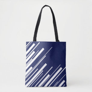 Bolsa Tote Diagonais - Azul e Branco