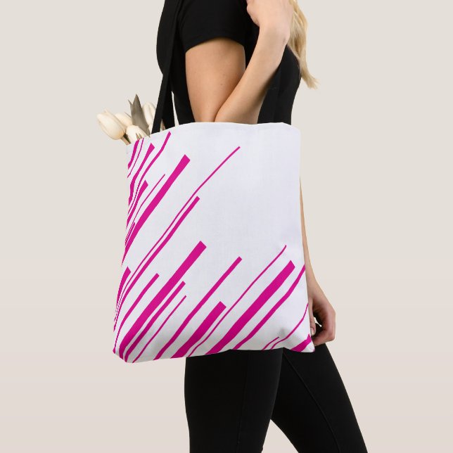 Bolsa Tote Diagonais em magenta e branco (Close Up)