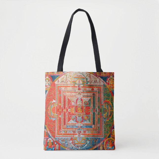 Bolsa Tote Diagrama Cósmico de Mandala para a Meditação (Frente)