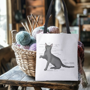 Bolsa Tote Diagrama de Anatomia de Gato Engraçado Humor Nerd