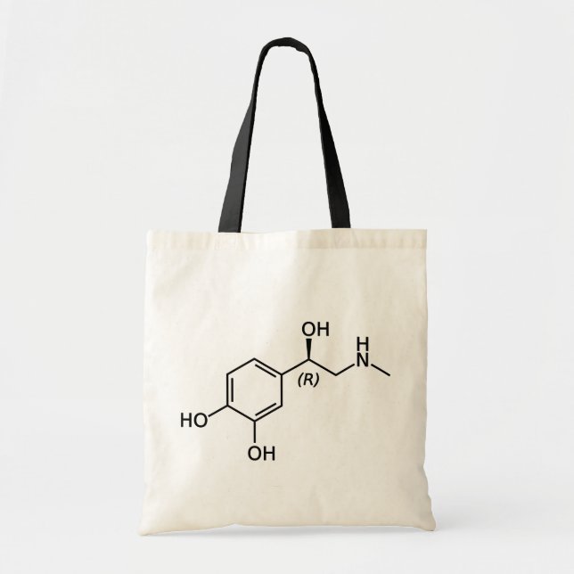 Bolsa Tote Diagrama Químico da Molécula de Adrenalina (Frente)