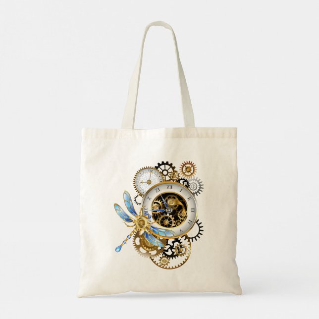 Bolsa Tote Dials Steampunk com Dragonfly (Verso)